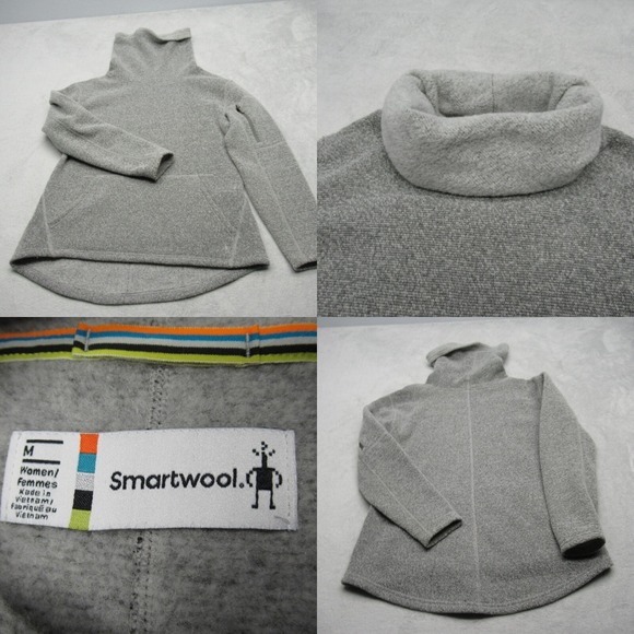 Smartwool Sweater Womens Medium Gray Hudson Trail Pullover Fleece‎ Wool Blend - Picture 1 of 16